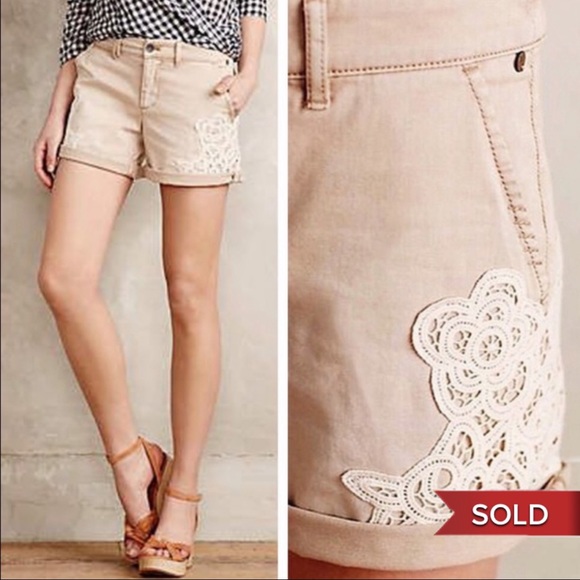 Anthropologie Pants - ❌SOLD❌Anthropologie Pilcro Lace Khaki Shorts